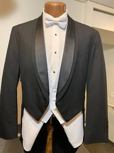 BLACK FORMAL TUXEDO TAILCOAT - Dimension Shawl Lapel by OSCAR de la RENTA - Picture 1 of 5