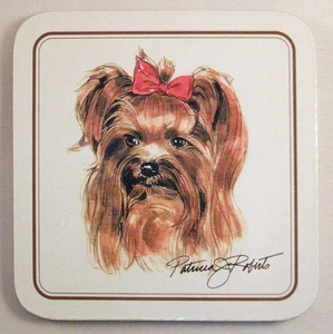 Yorkshire Terrier Dog Coasters PATRICIA ROBERTS Yorkie Bar Cork Set Wine Drink - Picture 1 of 3