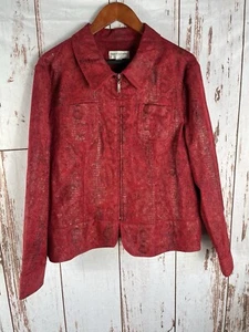 Drapers Damons Womens PXL Jacket Full Zip Red Faux Snake Skin Rocker Vixen - Picture 1 of 14
