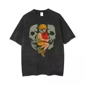 Anime Chainsaw Man Acid Tshirt Retro Vintage T Shirt Men Harajuku Cotton Casual - Picture 1 of 23
