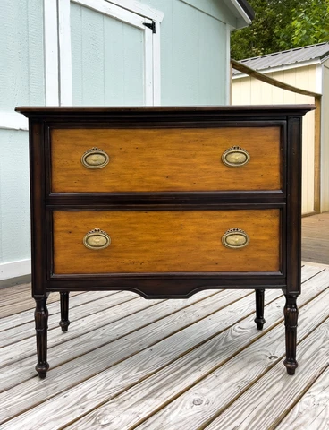 Vintage Theodore Alexander Chateau de Vallois Pine Chest of Drawers Brass Pulls Cover