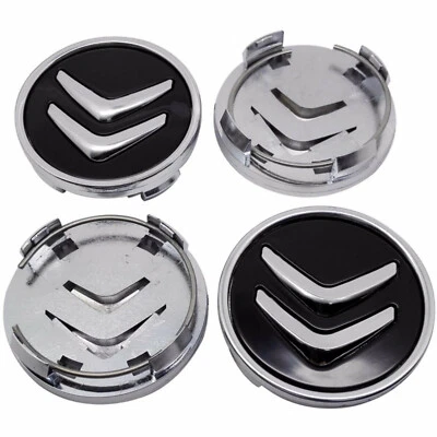 4 Tappi Coprimozzo Nero Per Citroen C1 C3 C4 C5 C6 DS3 60mm Fregi CERCHI in Lega - Image 1 of 4