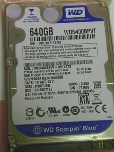 Western Digital WD6400BPVT-80HXZT3 (HBOTJBB) 640GB 2.5" SATA Hard Drive - Picture 1 of 1