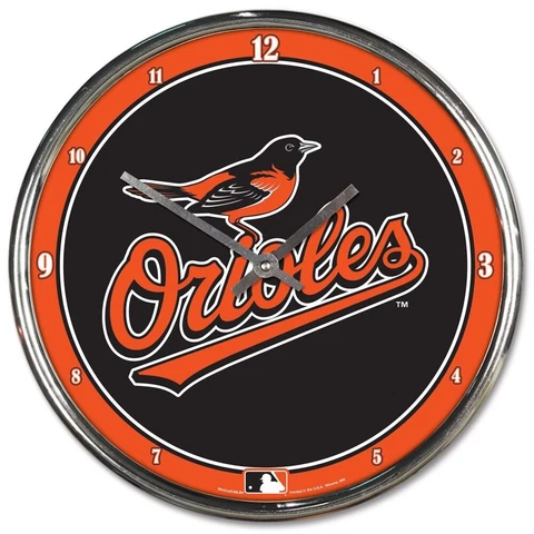 BALTIMORE ORIOLES LOGO 12" CHROME ROUND WALL CLOCK NEW WINCRAFT ⚾ Cover