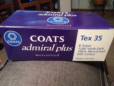 Coats Admiral Plus Tex 35, Tex Blue, Mercerized, SAK Cotton, 8 tubes - Image 1 of 4