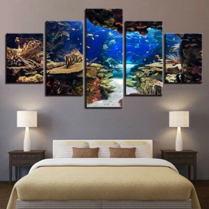 Underwater Sea Fish Coral Reefs Seascape Canvas Print Painting Wall Art Decor 5P - Picture 1 of 5