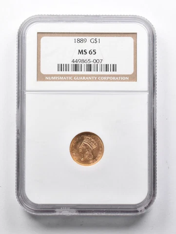 MS65 1889 $1 Indian Princess Head Gold Dollar NGC *1464 Cover