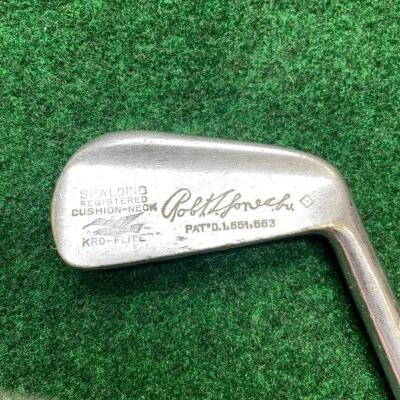 Spalding Robt. T. Jones Jr. Cushion-Neck Kro-Flite 3-iron steel shaft leather RH - Image 1 of 4