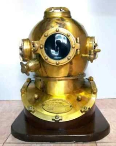 Antiker 18" Taucherhelm US Navy Mark Marine Tiefseetaucher Taucher Messing Helm - Bild 1 von 3