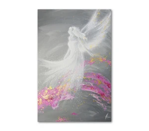 Wandposter mit Engel "Erfüllung" Wanddeko in Grau, Weiß, Engelposter 40x60cm - Bild 1 von 4