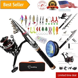 Lightweight Fishing Gear Set: 5.91FT Rod, Spinning Reel & Carry Bag Included - Picture 1 of 9