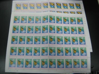 Grenada's Admission to the U.N. 1c & 1/2c. 1975. FLAG Stamps Full Sheet Folded - Image 1 of 2