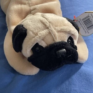 Juguete de peluche TY Beanie Baby - PUGSLY the Pug Dog (8 pulgadas) - MWMTs - Imagen 1 de 2