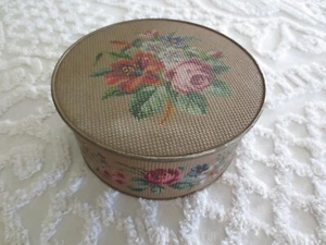Vintage GUILDCRAFT Textured FLORAL Cookie/Cracker TIN - 7-3/4" x 3-1/4" high - Picture 1 of 8