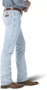 Wrangler Herren Cowboy Schnitt Slim Fit Jeans neu mit Etikett Größe 29 x 32 hellblau Denim - Bild 1 von 11