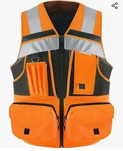 ZUJA 3M Scotchlite Reflective Material Safety Vest 10 Pockets ORANGE XL - Picture 1 of 4