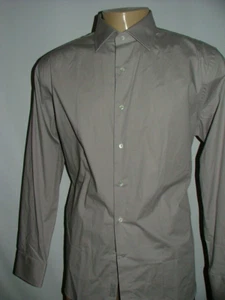 NEW WOT CANALI DRESS SHIRT SIZE 18 35 100% COTTON MADE IN ITALY GRAY SOLID #465 - Picture 1 of 6