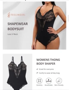 FeelinGirl Spitzenbody für Damen Gr. M Bauchkontrolle Shapewear Neu mit Etikett schwarz - Bild 1 von 9