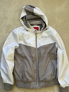 Guess Hooded Zip-up Jacket White Mens Medium M - Picture 1 of 2