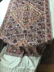 Rose Gold Kashmiri Crewel bestickt Schal Blumen Tuch Wolle Halstuch 72 x 26 - Bild 1 von 4