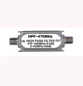 1 szt. CATV Filtr wysokoprzepustowy Złącze typu F HPF ~470MHZ 75ohm - Zdjęcie 1 z 2