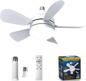 Yaberry Grove Socket Fan Light -18" Small Ceiling Fan with Light and Remote, E26 - Picture 1 of 10