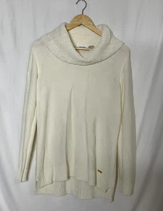 Suéter Pullover Cuello Capucha Calvin Klein Mujer Talla M Marfil Crema Beige Con Logo - Imagen 1 de 4