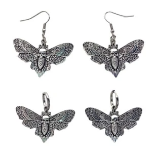1 Pair European and American Metal Ear Hook Ear Buckle Halloween Moth Earrings - Picture 1 of 9