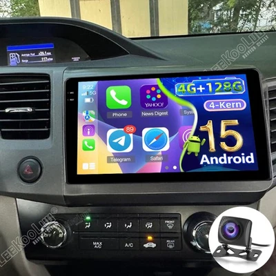 4+128G Apple Carplay For 2012-2015 Honda Civic Car Stereo Radio Android 15.0 Cam Foto 1 de 4