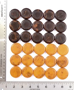30 Pieces Bakelite Backgammon Checkers Butterscotch and Mocha Swirl 1.45" - Picture 1 of 14