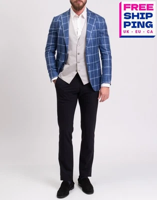 RRP€924 ERRICO FORMICOLA NAPOLI Silk Wool & Linen Blazer Jacket IT46 US36 S Blue - Image 1 of 4