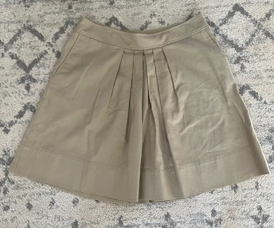 Mujer Ann Taylor Falda Loft Caqui Plisada Talla 10 Bolsillos Mezcla Algodón Bolsillos Foto 1 de 4