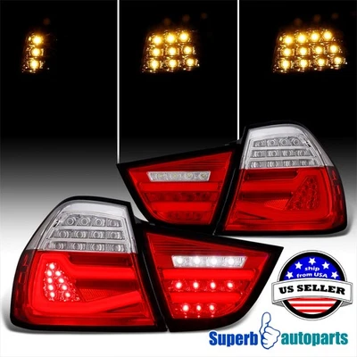 For 2009-2011 BMW E90 3-Series Red Full LED Tail lights Sequential Turn Foto 1 de 4