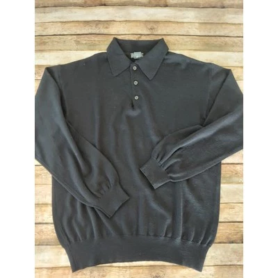 Vintage Cortina Italia Men Henley Shirt  Size XL Black 100%Merino Wool - Image 1 of 4