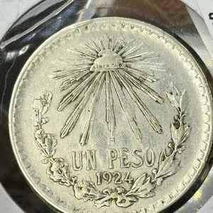 MÉXICO 1924 - UN 1 PESO - GORRA LIBERTAD RADIANTE - ALTA CALIDAD - PLATA - KM# 455 - Imagen 1 de 6