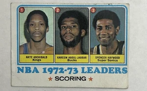 1973-74 Topps League Leaders Kareem Abdul-Jabbar, Tiny Archibald, Haywood VG C11 - Bild 1 von 2
