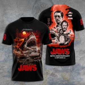Maglietta Jaws Rettangolo 50° Anniversario 1975-2025 Stampa 3D - Foto 1 di 2
