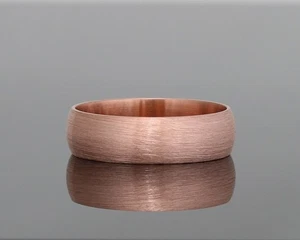 Brushed Copper Band, Pure Copper Ring, Half Round Unisex Men Women Jewelry Gift - Picture 1 of 8