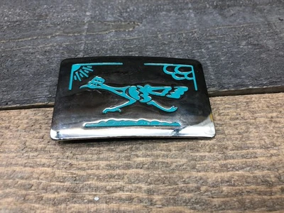 Hebilla de cinturón vintage años 70 Chambers Belt Co turquesa corredor de carretera Foto 1 de 2