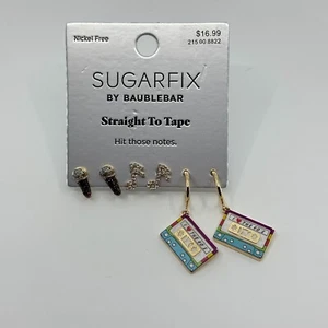 Sugarfix By Baublebar Earrings Music 90s Cassette Microphone Music Notes Bling - Picture 1 of 13