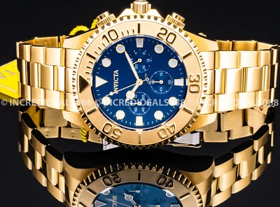 Invicta Men PRO DIVER Chronograph BLUE Dial 18Kt GOLD Bracelet 47mm SS Watch - Image 1 of 4