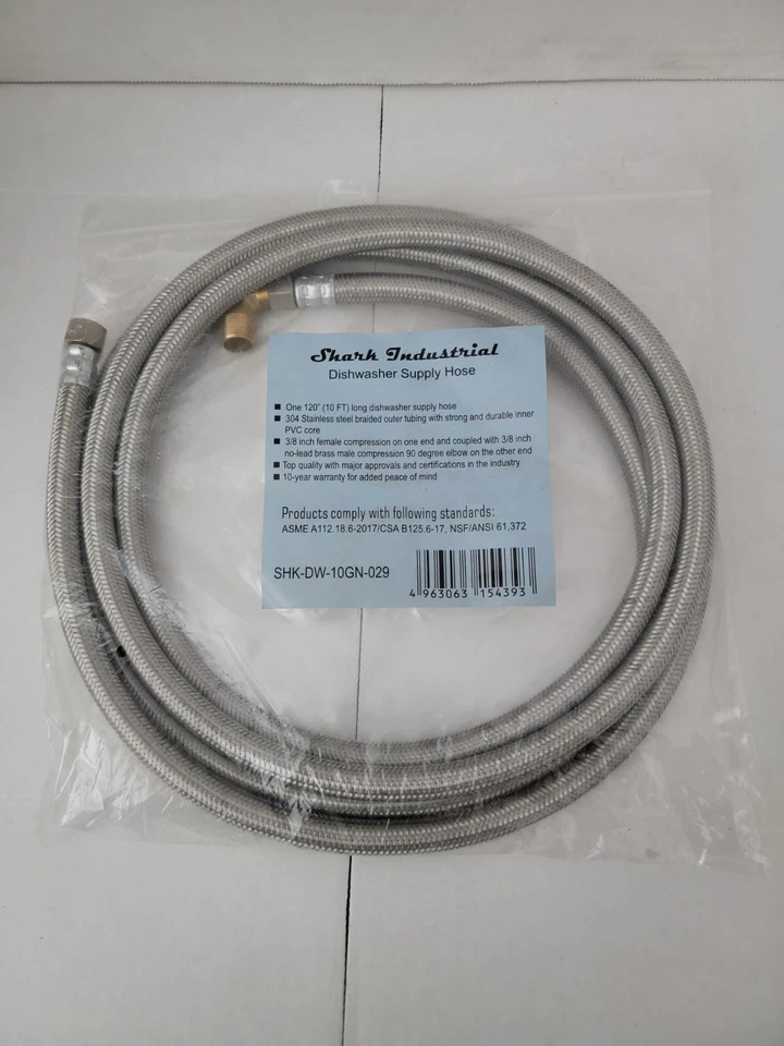Shark Industrial Premium Stainless Steel Dishwasher Hose - 10 FT No-Lead Burs... - Image 1 of 1