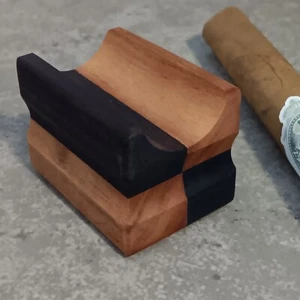 Luxury Cigar Rest, Ebony / Rosewood", Axel's Cigar Rests "#128", 2"x 1.5x .15" - Picture 1 of 6