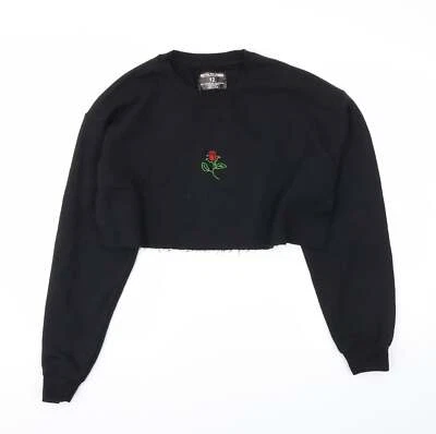 PRETTYLITTLETHING Womens Black Cotton Blend Jumper Size 12 - Image 1 of 4