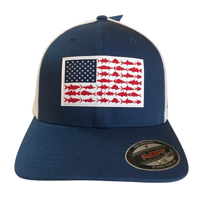 Columbia PFG Mesh Fish Flag Ball Cap, Night Tide/White - L/XL