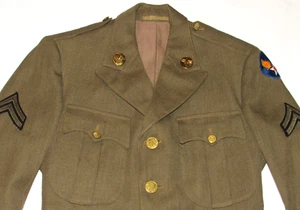 VTG WWII U.S. ARMY WOOL DRESS JACKET! ARMY AIR FORCE & COMMUNICATIONS PATCHES XS - Picture 1 of 18