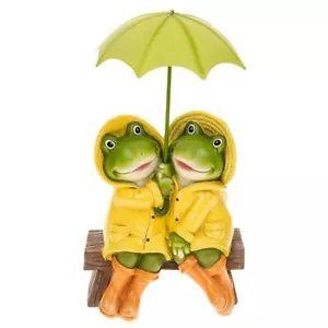 Puddle Frog Couple Sat on Bench Decorative Quirky Figurine Gift - Picture 1 of 1