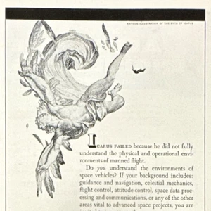 IBM Space Guidance Center Icarus Greek Mythology New York Print Ad 1963 - Picture 1 of 7