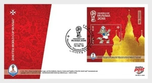 2018 MALTA - FIFA WORLD CUP, RUSSIA MINI SHEET ON FIRST DAY COVER - Picture 1 of 1
