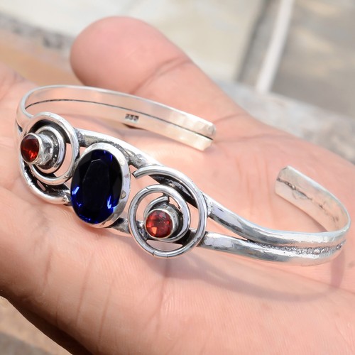 VALENTINO Bracciale in argento sterling 925 con pietre preziose taglio tanzanite e granato blu per abbigliamento festa